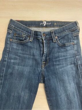 7 For All Mankind Slim Skinny Jeans in Dark Blue Wash